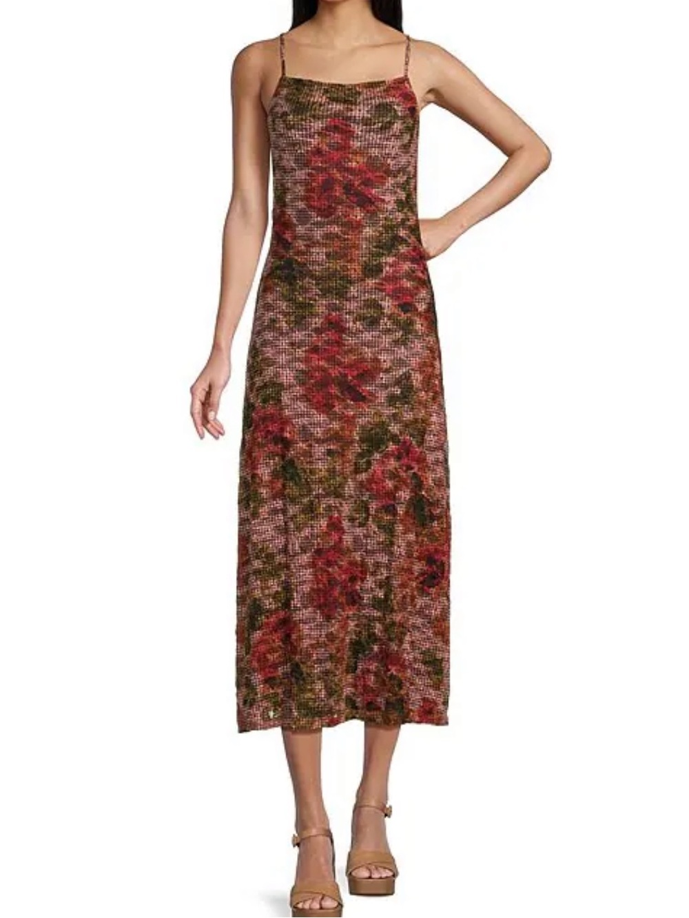 Gianni Bini GB Floral Print Lace Slip Midi Dress Large NEW with tags